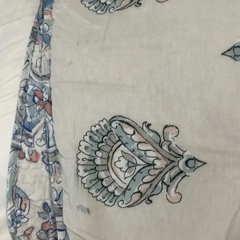 Rachel Ashwell Quilted‎ Pillow Covers Paisley Floral Blue White Size 21x37 Set